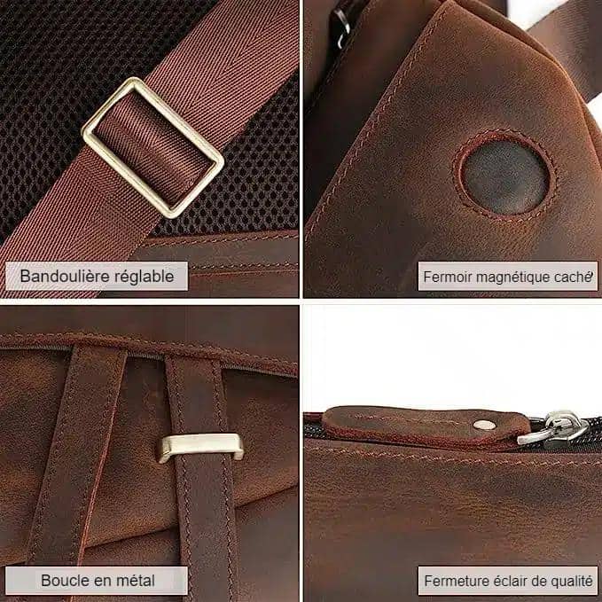 Äkta läder axelväska i vintage stil