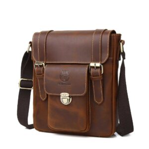 Sac bandoulière multipoches pour femme en cuir sur fond Vit.