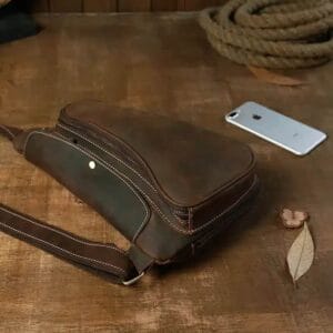 Äkta läder messenger axelväska