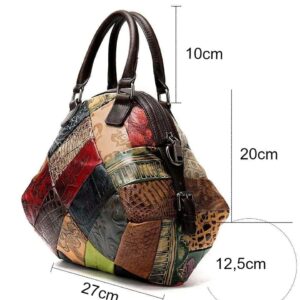 Äkta läder patchwork axelväska