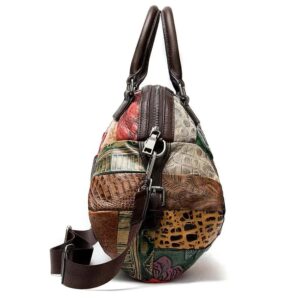 Äkta läder patchwork axelväska