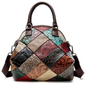 Äkta läder patchwork axelväska