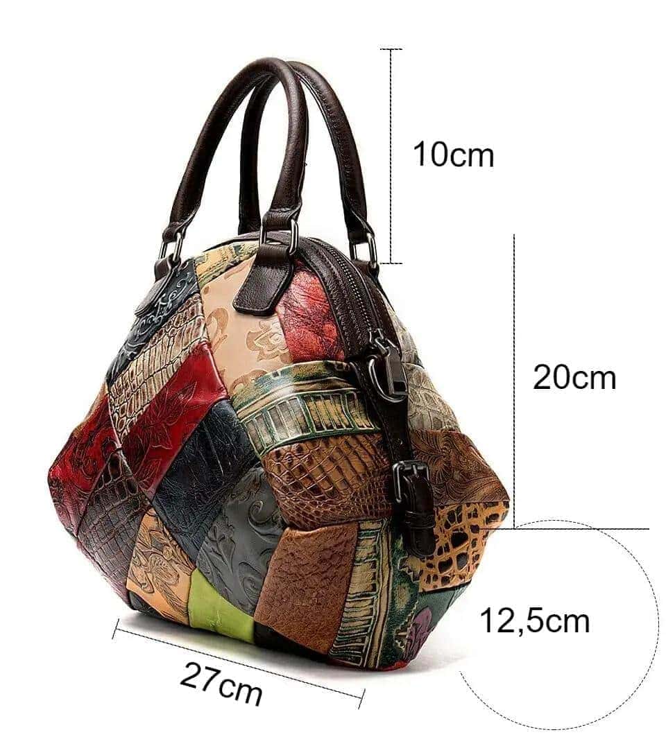 Äkta läder patchwork axelväska