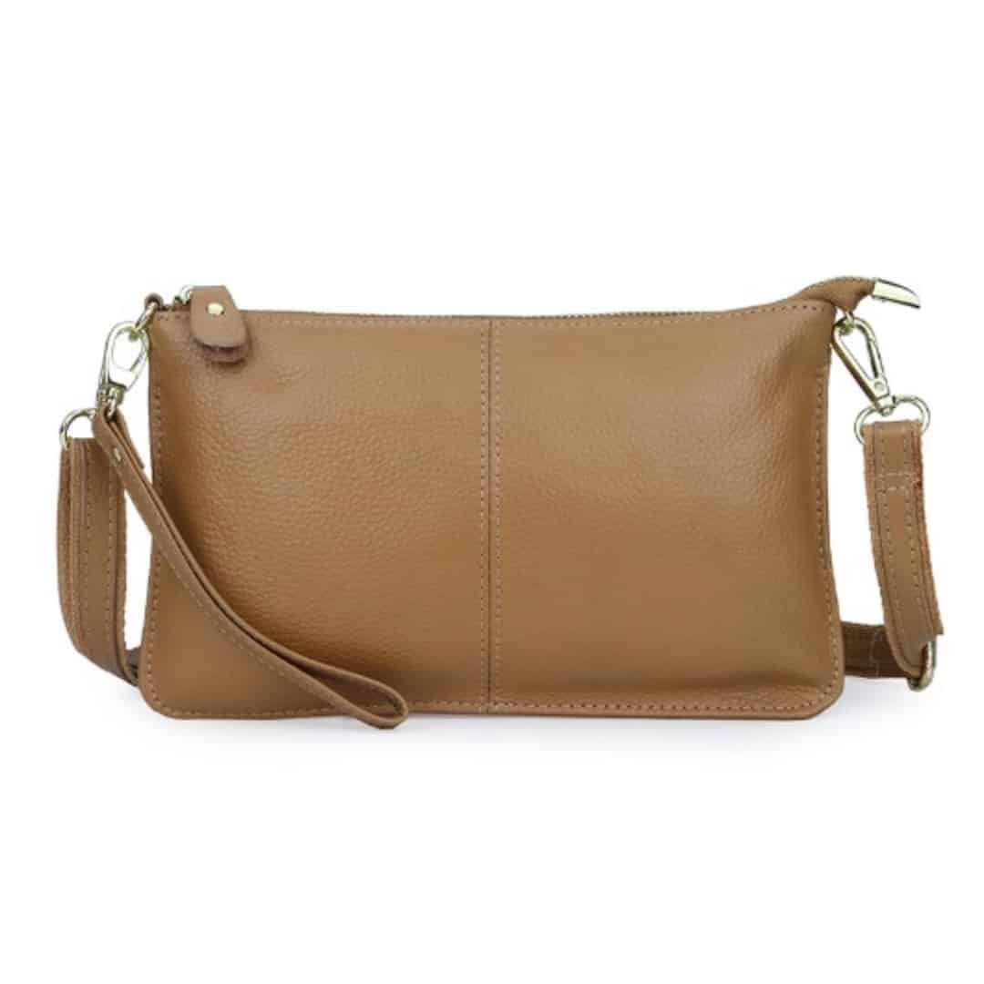 pochette cuir beige