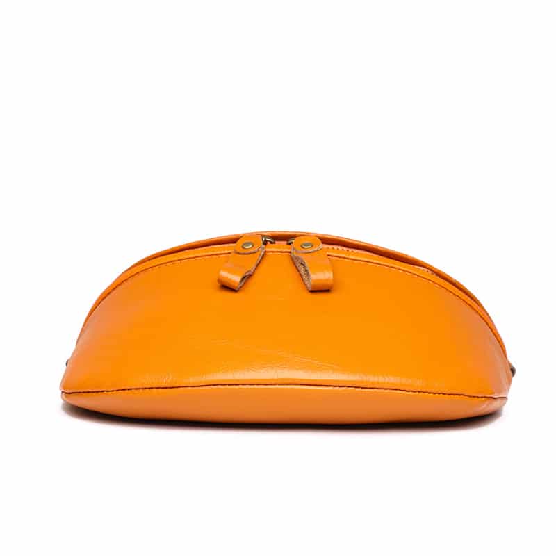 Äkta orange läder midjeväska med axelrem