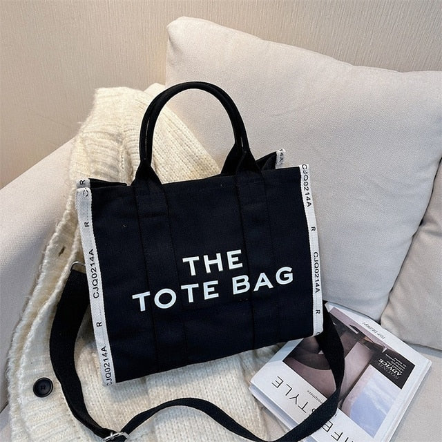 Sac cabas bandoulière en tissu Svart et Vit the tote bzg