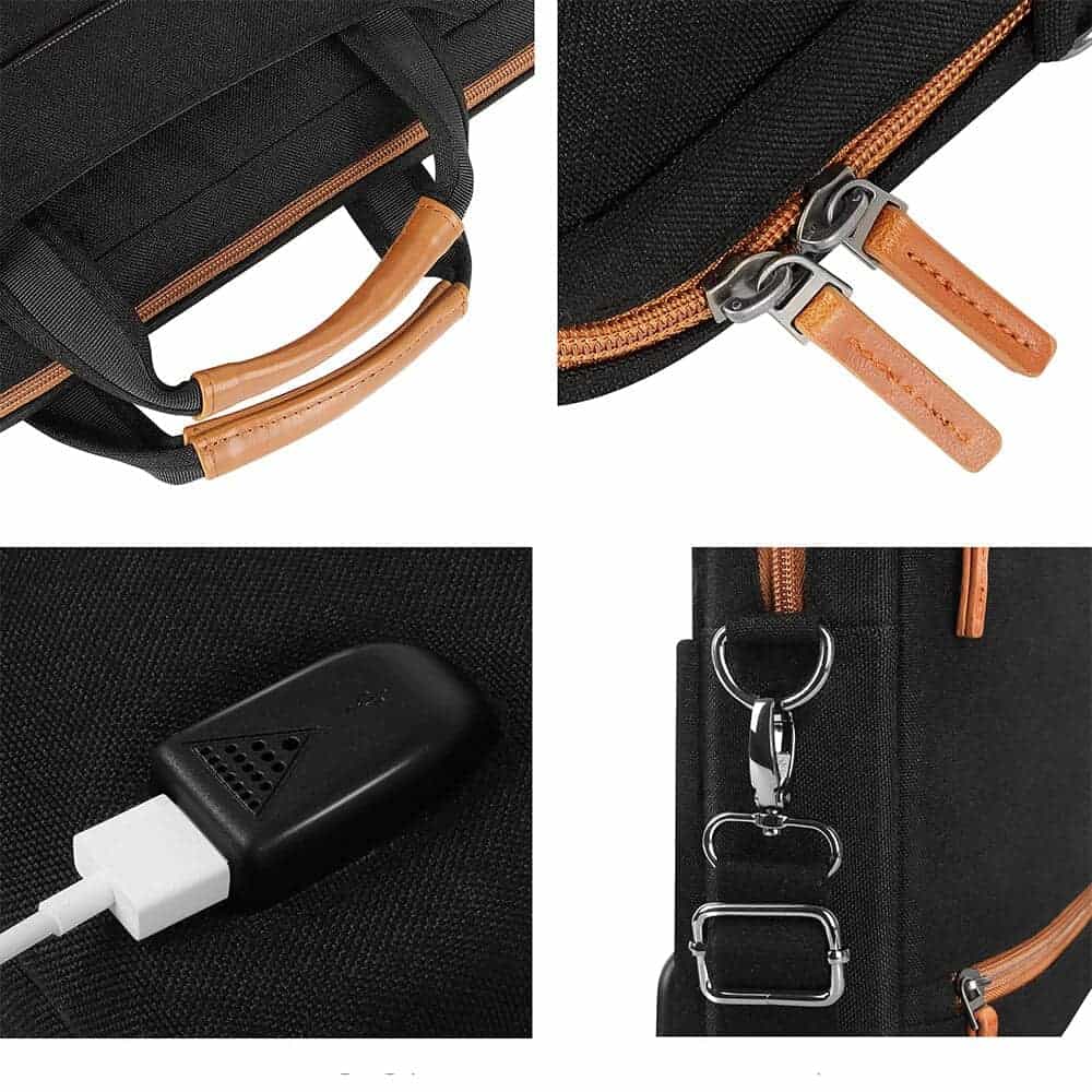 Bärväska med axelrem för bärbar dator med USB-laddningsport
