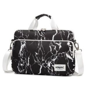 Sac à bandoulière pour ordinateur marbré Svart et Vit vue de face sur fond Vit