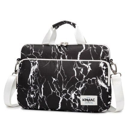 Sac à bandoulière pour ordinateur marbré Svart et Vit vue de face sur fond Vit
