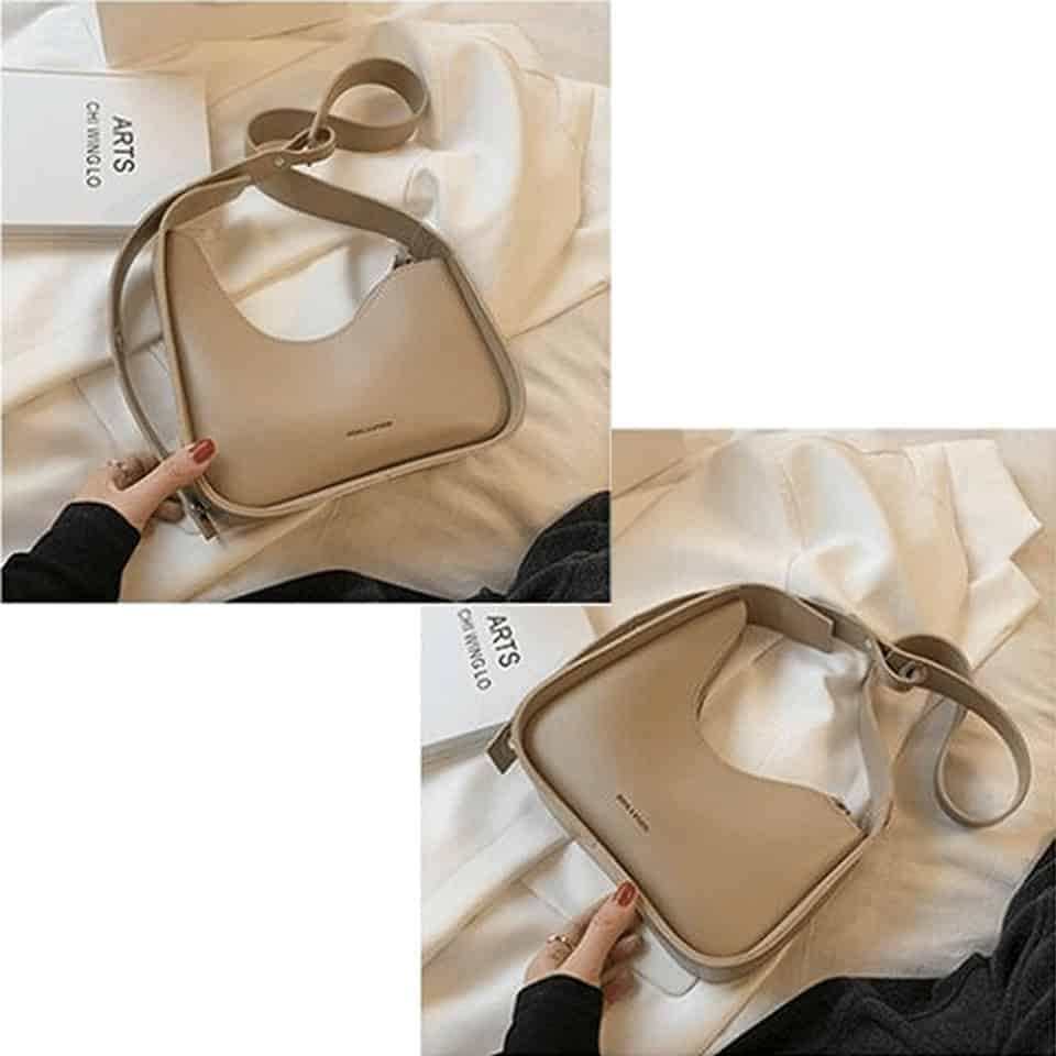 Beige asymmetrisk axelväska