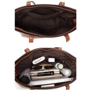 Elegant syntetläder axelväska i kamel