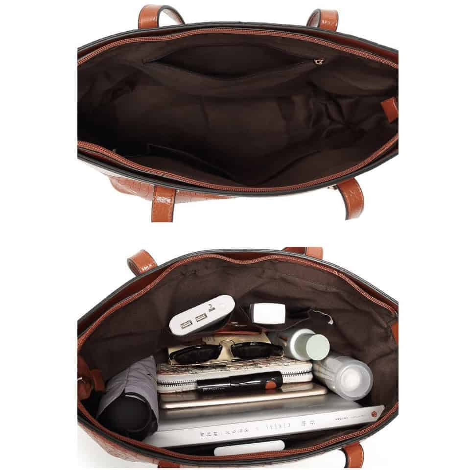 Elegant syntetläder axelväska i kamel
