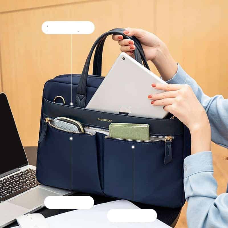 Flerfickors axelväska för bärbar dator för kvinnor