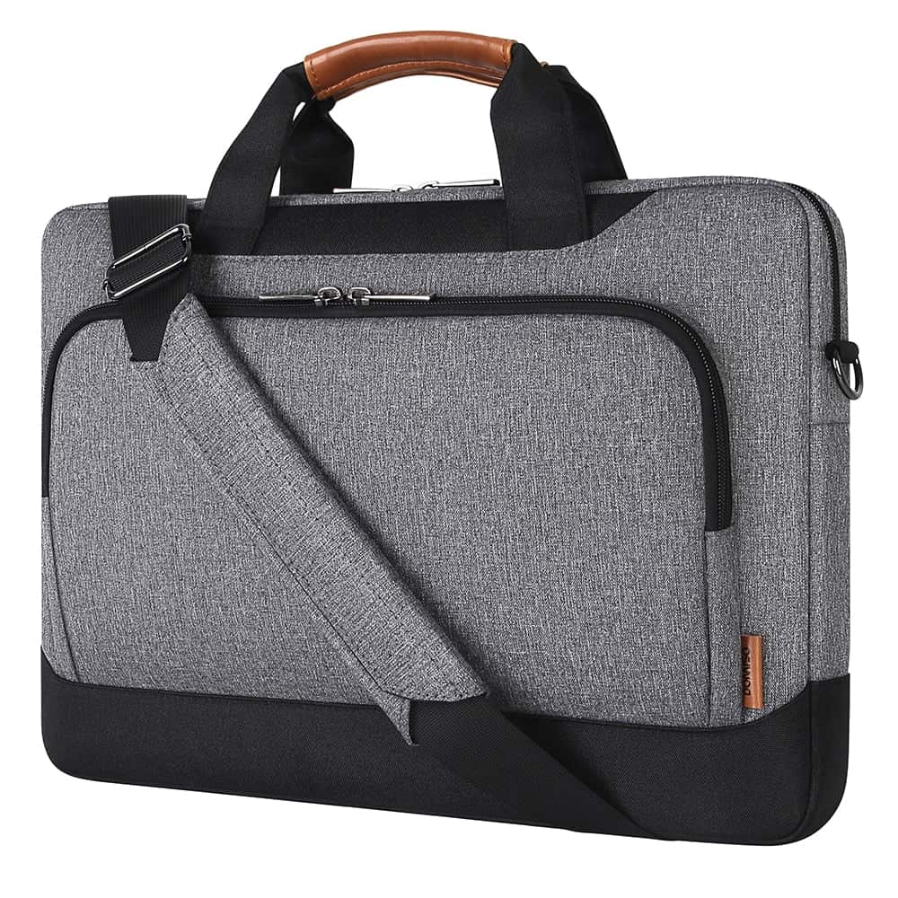 Sac à bandoulière gris pour ordinateur portable avec poignées Bruns sur fond Vit