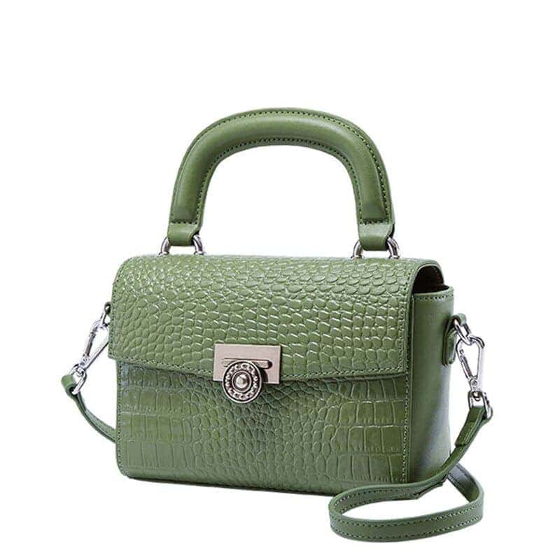 Sac bandoulière Grön à motif crocodile sur fond Vit