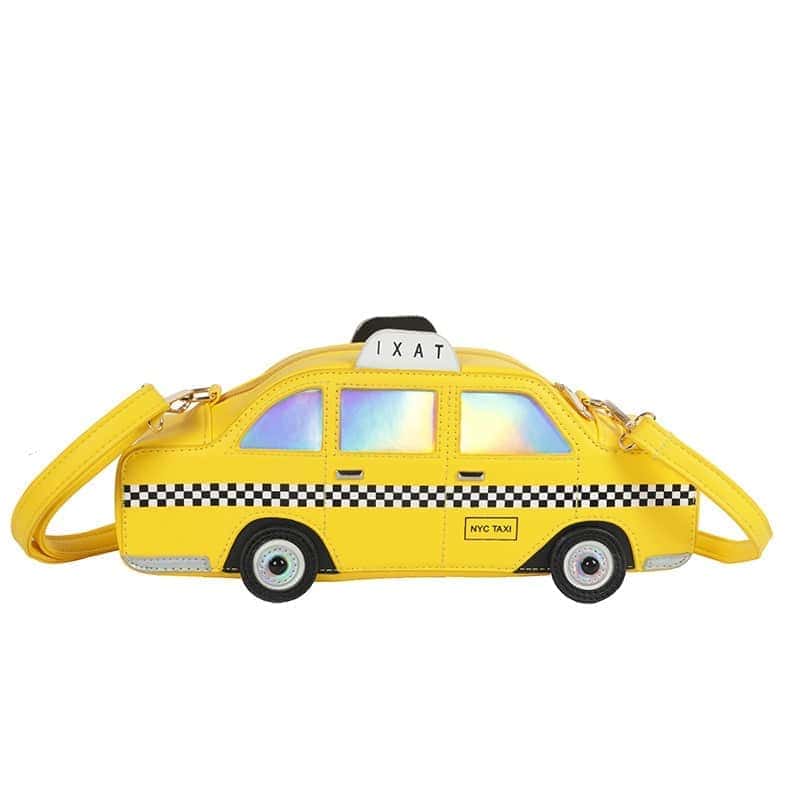 Gul axelremsväska i form av en taxi