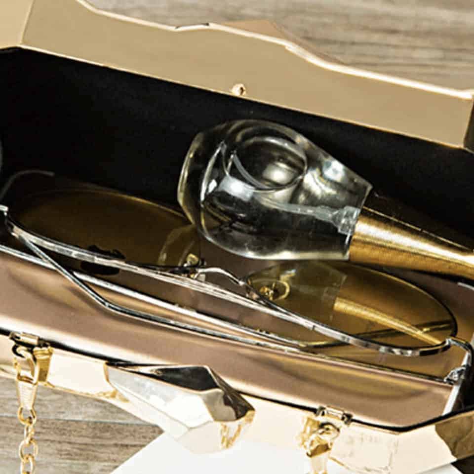 Guld geometrisk axelväska