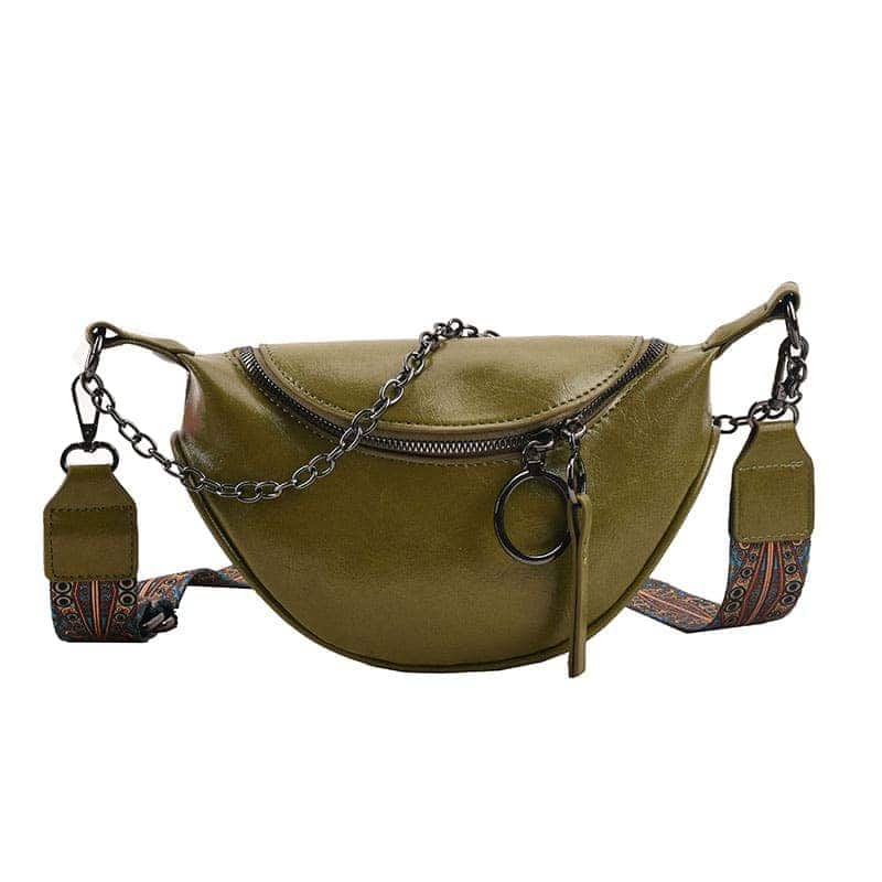 sac banane bandoulière Grön sur fond Vit