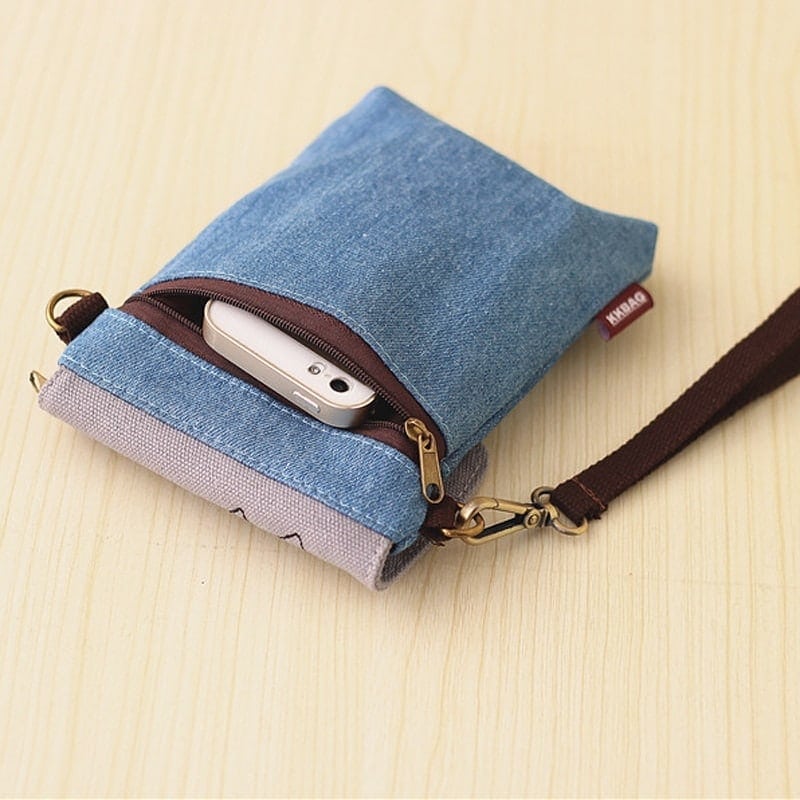 Liten axelremsväska i jeans Totoro