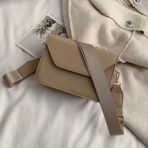 Minimalistisk beige axelremsväska