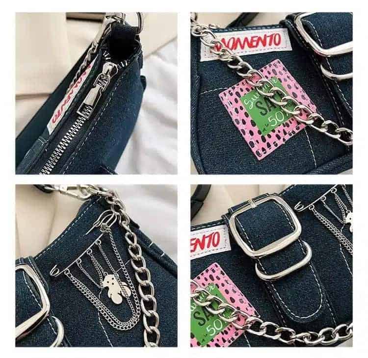 Retro axelväska i denim
