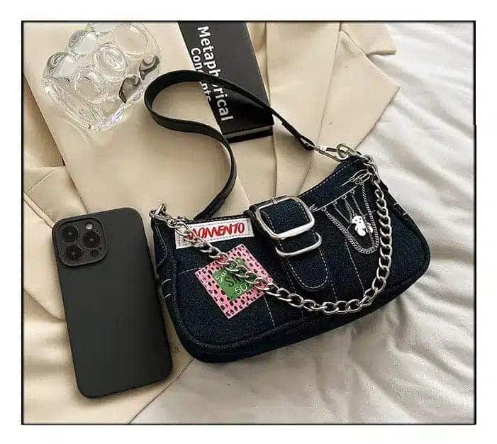 Retro axelväska i denim
