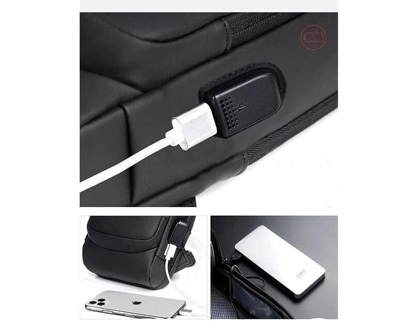 Stöldsäker axelremsryggsäck för män med USB-port