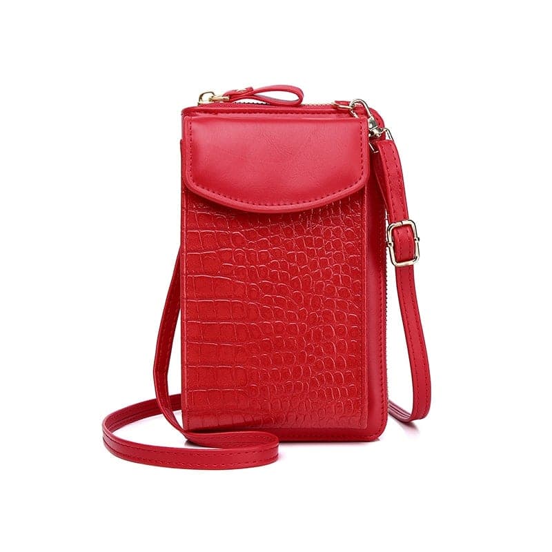 mini sac bandoulière pochette tout-en-un Röd en cuir synthétique sur fond Vit