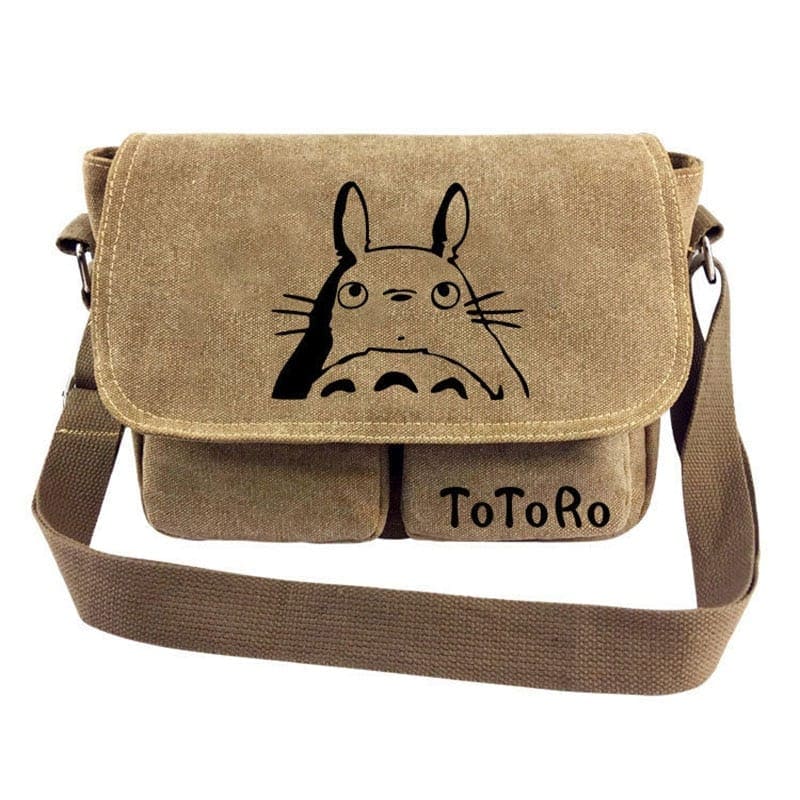 Sac bandoulière cartable Totoro Brun sur fond Vit.