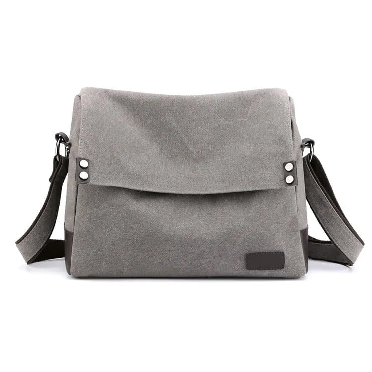 sac besace bandoulière gris en toile canvas pour homme