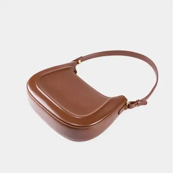 Brun Axelväska med axelrem, elegant handväska för kvinnor.