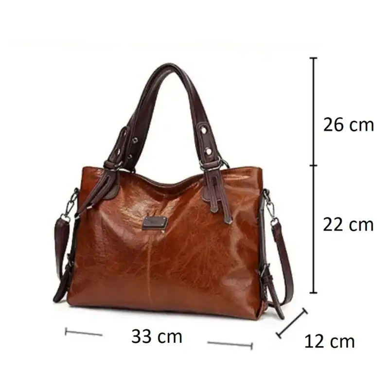 Cognac stor hobo axelväska med mått, läder, handväskor för kvinnor.
