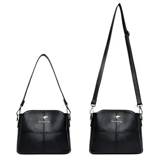 Krämvit crossbody väska, svart läder, Axelväska logo, axelväska damväskor.