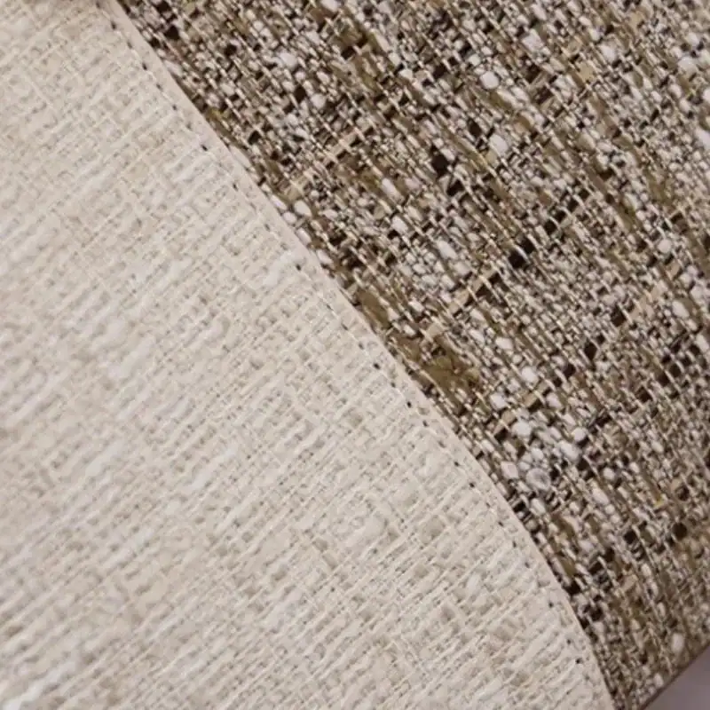 Marinblå tvåfärgad hinkväska, textil med beige och marinblå färgtoner.