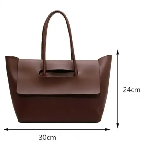 Mörkbrun shopper axelväska med mått 30x24 cm, elegant och praktisk för vardag.