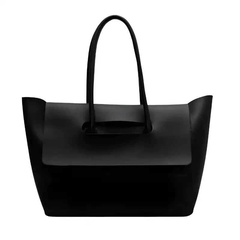 Mörkbrun shopper axelväska, minimalistisk handväska med höga handtag.