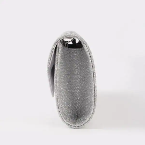 Silver glitter clutch med kedja, Axelväska, eleganta kvällsaxelväska med glittrande yta och hängslen.