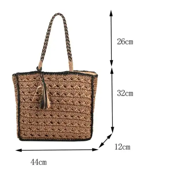 Stråväska shoppingväska med tass och mått 44x32x26 cm.