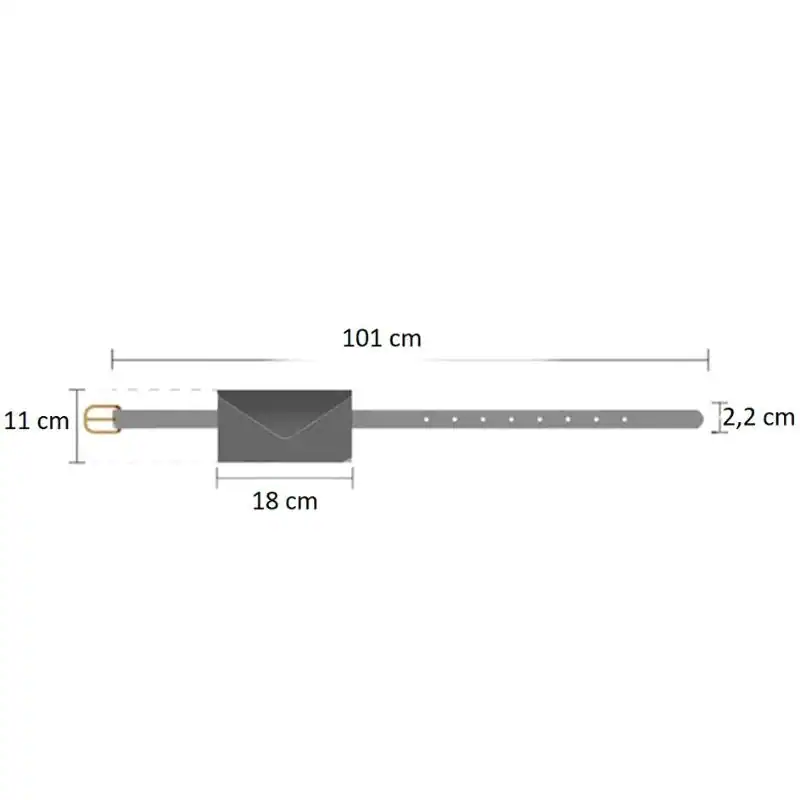 Svart bältesväska med strass, mått 101 cm lång, 18 cm hög, 2,2 cm bred.