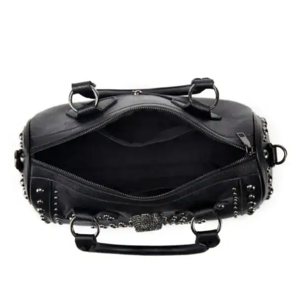 Svart Axelväska med dödskalle, studded handväska för gotisk stil.