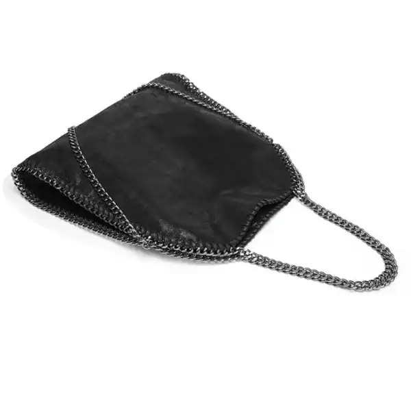 Svart Axelväska med silverkedja, elegant axelväska för kvinnor.