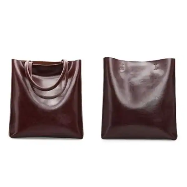 Vinröd Axelväska tote bag, läder handväskor, elegant och praktisk för vardag.