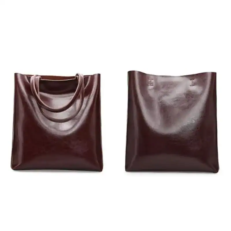 Vinröd Axelväska tote bag, läder handväskor, elegant och praktisk för vardag.
